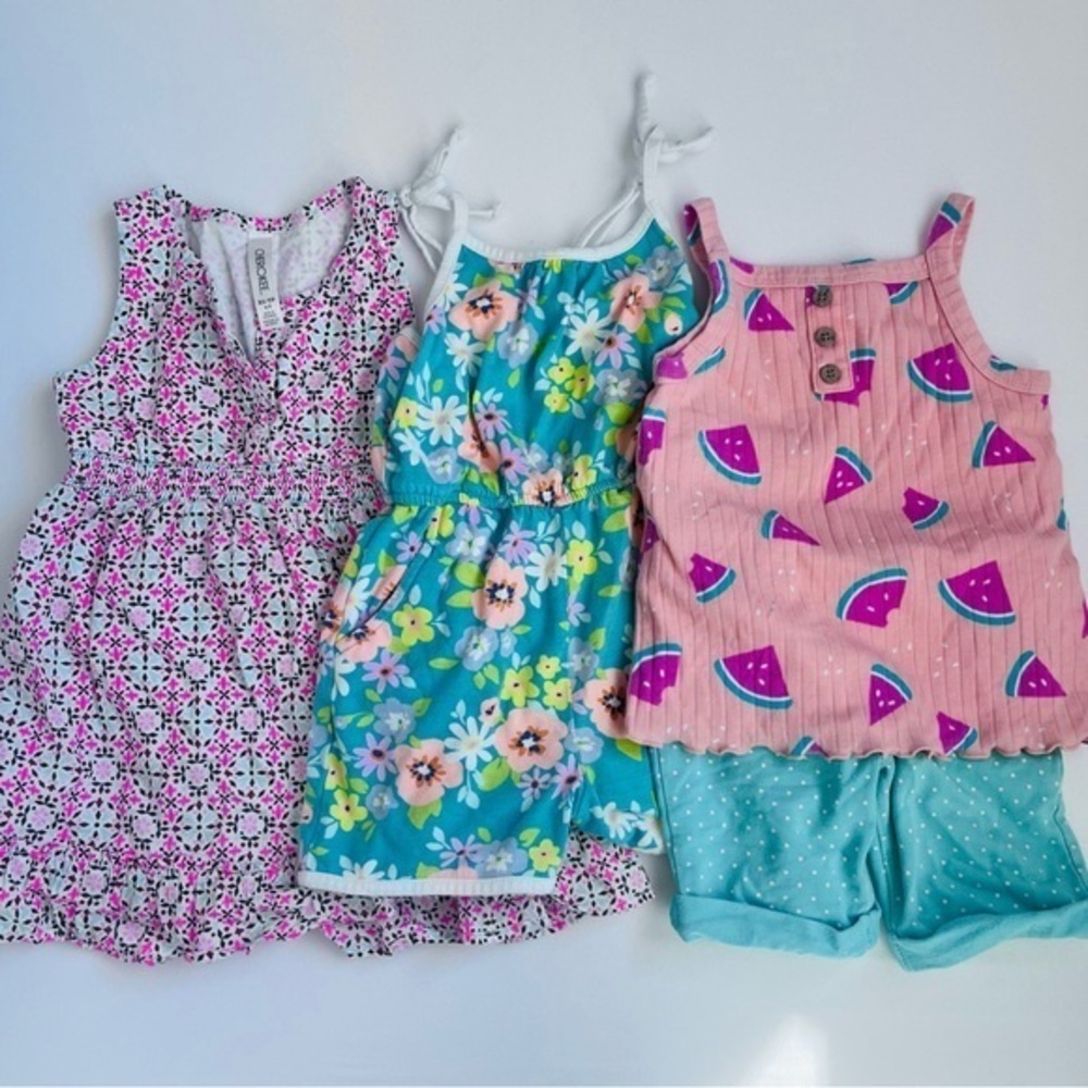 Cat & Jack Kids Matching Sets dress romper tank shorts set - Pink, green, White
